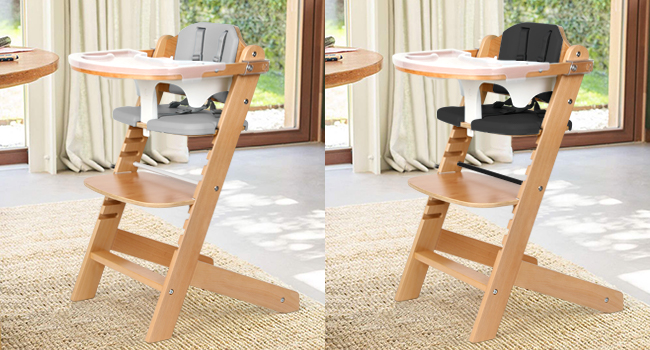natural wooden highchair black
