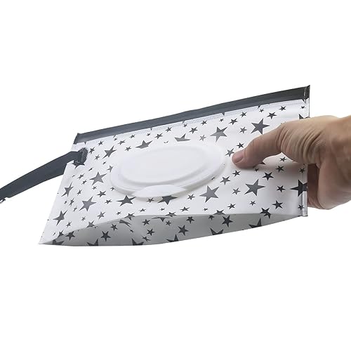 Baby Wipe Dispenser,Portable Refillable Wipe Holder Wipe Dispenser Bag Reusable Travel Wet Wipe Pouch (blue purple) - Jamouz