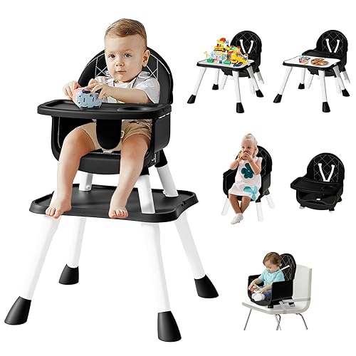 6 in 1 Baby High Chair for Babies and Toddlers, Booster Seat, Kids Learning Table & Chair (Grey) - Jamouz