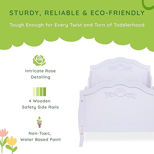 Rose 3-in-1 Convertible Toddler Bed in Blush Pink, Greenguard Gold Certified, JPMA Certified, Safety Rails, Made of Sustainable New Zealand Pinewood - Jamouz