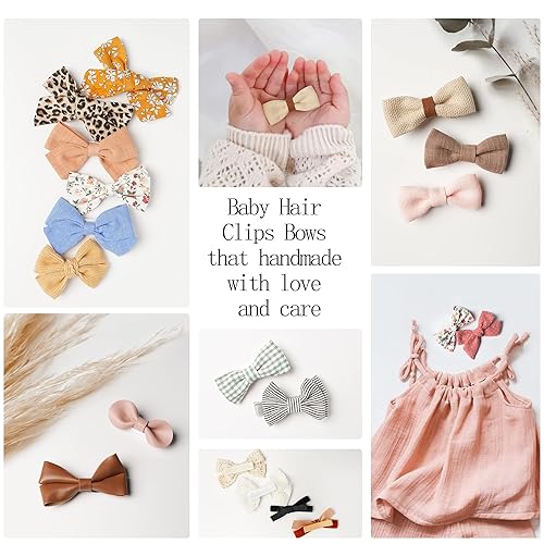Jesries 21 Pack Baby Girls Hair Clips Bows Fully Lined Non Slip Barrettes for Fine Handmade Hair Accessories for Newborn Infant Toddler Kids - Jamouz