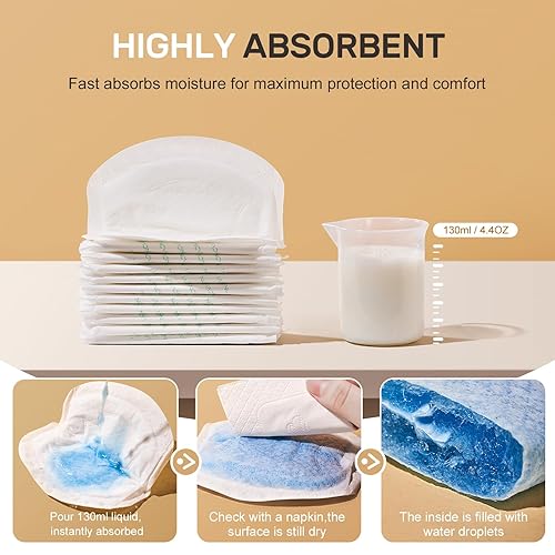 NCVI Nursing Pads Disposable, Super Absorbent and Keep Dry, Breast Pads for Leaking Milk, Soft &Thin Nipple Pads for Nursing Moms, Breastfeeding Essentials, 60 Count - Jamouz