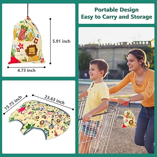 Shopping Cart Cover for Baby, High Chair Cover, Grocery Cart Seat Covers for Baby, Kids, Infants & Toddlers, Portable 2-in-1 Design, Includes Free Carry Bag (Cute Lion) - Jamouz