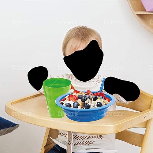 Cereal Bowls with Straws & Kids Straw Cups - Set of 4 Kids Plastic Bowls with Straws & 4 Straw Cups for Kids BPA Free Dishwasher Safe Kids Bowls with Built-In Straw Include 3 Cleaning Brushes - Jamouz