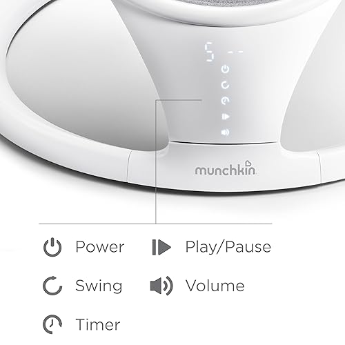 Munchkin Baby Swing, Portable and Lightweight, Bluetooth Enabled Electric Infant Rocker with Natural Sway in 5 Ranges of Motion, Newborn Nursery Essentials, White/Grey - Jamouz