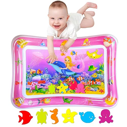 ZHUYNXIR Tummy time Water Play mat, Baby Water Play Mat for Kids and Toddlers Baby Toys for 3 to 24 Months, Strengthen Your Baby's Muscles, Pink 27.5x20 in. - Jamouz