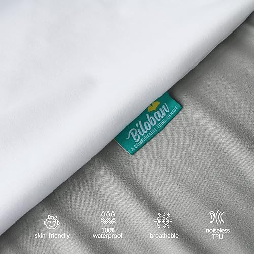 Biloban Pack and Play Sheets Waterproof 2 Pack Fitted, Compatible with Baby Graco/Dream On Me/Baby Trend/Pamo Babe Pack n Play/Playard and Other 38' X 26' Playpen Mattress, Grey & White - Jamouz