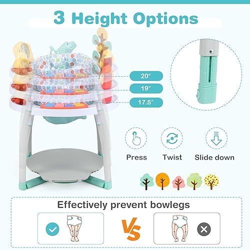 BABY JOY 5 in 1 Baby Activity Center, Baby Jumpers and Bouncers with Removable Toys, Lights & Music, 3 Adjustable Heights, Interactive Play Center for Toddlers Boys Girls 6-36 Months (Blue) - Jamouz