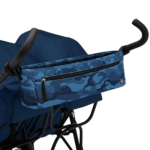 GAP babyGap Classic Side-by-Side Double Stroller - Lightweight Double Stroller with Recline, Extendable Sun Visors & Compact Fold - Made with Sustainable Materials, Grey Stripes - Jamouz