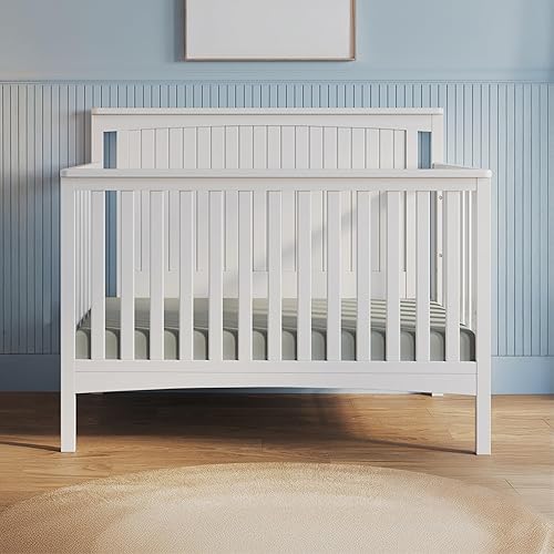Child Craft Scout 4-Piece Nursery Set, Includes 4-in-1 Convertible Crib, Dresser with Changing Table Topper, Cozy Glider, and Toy Box (Matte White) - Jamouz