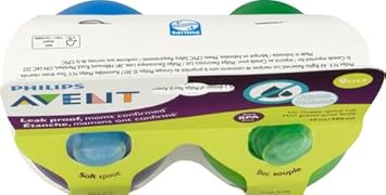 AVENT Philips Spout Sippy Cup with Soft Spout and Leak-Proof Design, Blue/Green, 10oz, 2pk, SCF801/21 - Jamouz