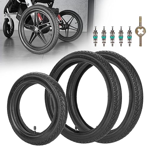 Front 12/12.5×1.75/2.125/2.25 Tires and Tubes Compatible with 3-Wheeler Gear Jogging Troller Models (Both Single and Double Strollers) Including Revolution SE/Pro/Flex/SU/Ironman - Jamouz