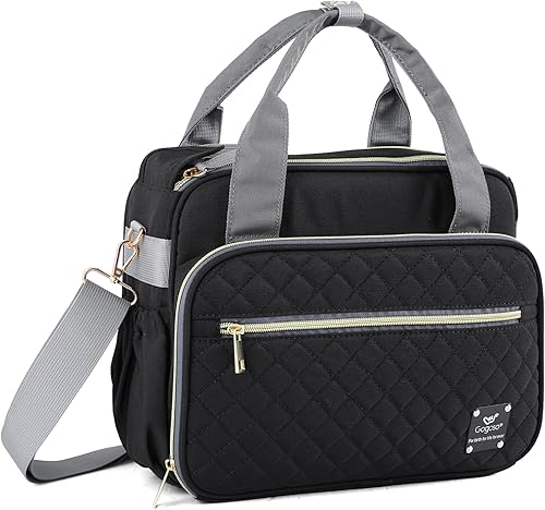 GOGOSO Crossbody Small Diaper Bag, Cute Mini Baby Diaper Tote Bags with Insulated Pockets for Traveling Outdoor Parent,Gray - Jamouz