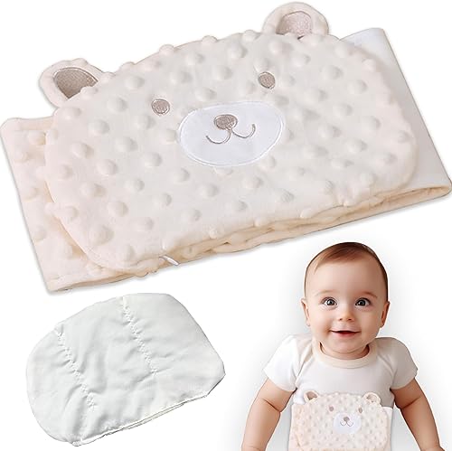 Baby Colic Relief Gripe Belt Seed Heating Pad with Gentle Warmth Tummy Wrap for Soothing Gas and Upset Stomach (Beige, 0m+) - Jamouz