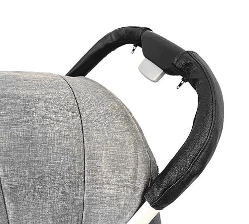 MINILUJIA Baby Stroller Armrest Bumper Handlebar Sleeve Cover Universal Handle Cover DustProof Protect PU Leather Case with Removable Zipper Black - Jamouz