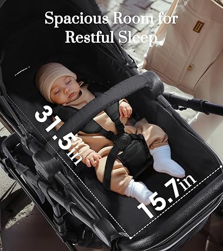 Baby Strollers Black 2-in-1 Convertible Baby Stroller with Bassinet Mode - Toddler Stroller with Reversible Stroller Seat - Jamouz