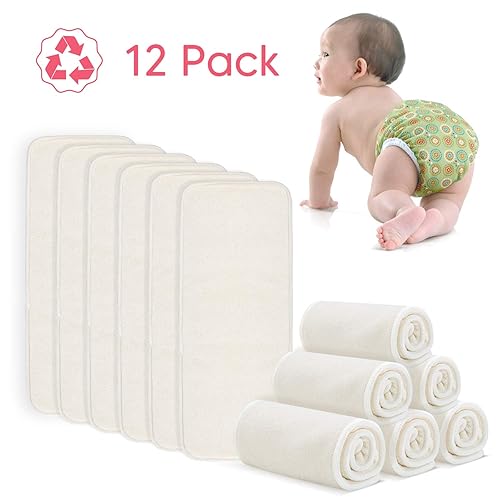 Damero 5-Layer Reusable Diapers Baby Inserts, 12PCS Cloth Diaper Inserts with an Extra Storage Bag - Jamouz