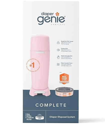 Playtex Diaper Genie Complete Pail with Built-In Odor Controlling Antimicrobial, Includes Pail & 1 Refill, White , 8.36 Pound - Jamouz