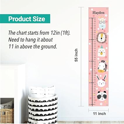 Personalized Kids Canvas Growth Chart, Height Chart, Growth Chart Banner, Train - Jamouz
