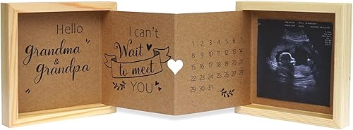 Pregnancy Announcement for Grandparents, Grandparents Baby Announcement Ideas Sonogram Picture Frame Wooden Keepsake Box, First Time Grandparents Gift - Jamouz