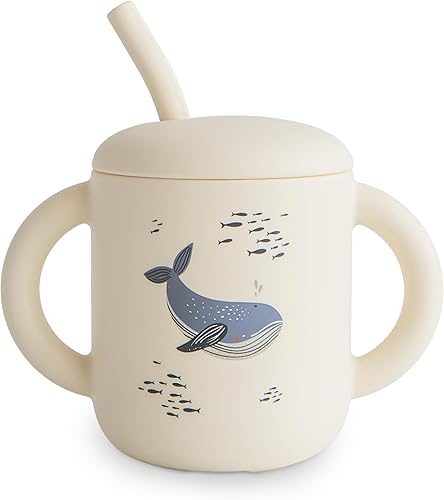 mushie 100% Silicone Training Cup & Straw for Toddlers | 6 Months+ (Soft Lilac) - Jamouz