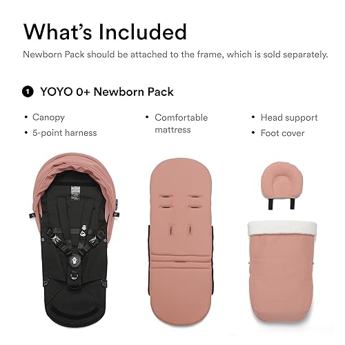 Stokke YOYO 0+ Newborn Pack, Taupe - Includes Mattress, Extendable Canopy & Five-Point Harness - Requires YOYO3 Frame (Sold Separately) - Jamouz