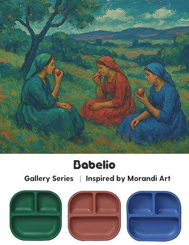 BABELIO Powerful Suction Plates for Baby and Toddler, 100% Food Grand Silicone, Divided, BPA Free, Microwave & Dishwasher Safe, Stay Put, 3 Pack - Jamouz