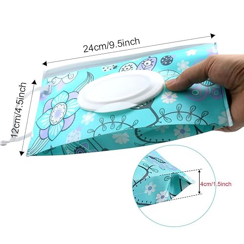 Baby Wipe Dispenser,Portable Refillable Wipe Holder Wipe Dispenser Bag Reusable Travel Wet Wipe Pouch (blue purple) - Jamouz