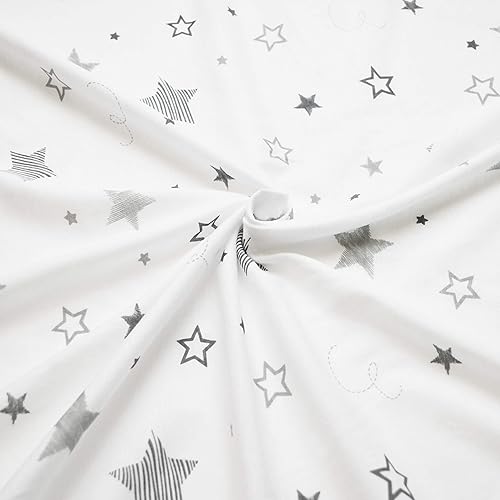 TL Care 2 Pack Fitted Pack N Play Playard Sheet 27' x 39', Soft Breathable Neutral 100% Cotton Jersey Pack and Play Sheet, Gray Star/Gray Zigzag, for Boys and Girls, Fits Most Mini Crib - Jamouz