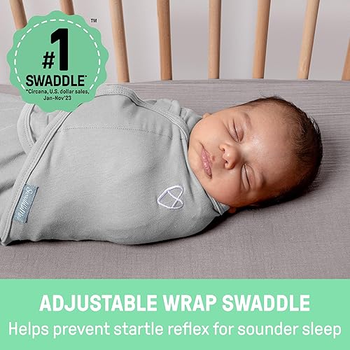 SwaddleMe by Ingenuity Original Swaddle with Easy-Change, 100% Cotton, Improves Sleep & Calms Startle Reflex, 3-6 Months, 3-Pack - Mountaineer - Jamouz