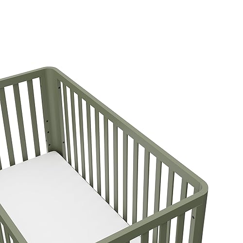 Storkcraft Santos 3-in-1 Convertible Crib (White with Natural) – GREENGUARD Gold Certified, Fits Standard Crib Mattress, Converts to Toddler Bed, Modern Style, Rounded Designer Details - Jamouz