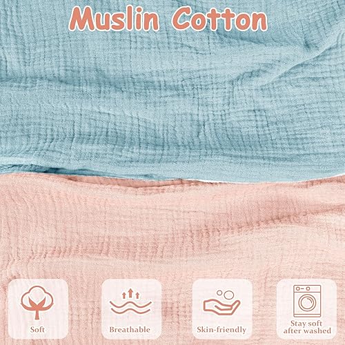 Hooyax Muslin Nursing Pillow Covers 2 Pack, Soft and Breathable Nursing Covers for Breastfeeding Pillows, Adorable Infant Feeding Pillow Slipcover for Baby Boy and Girls (Blue Grey) - Jamouz