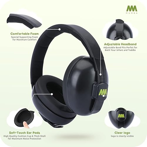 Mumba Baby Ear Protection Noise Cancelling Headphones for Babies and Toddlers Baby Earmuffs - Ages 3-24+ Months - Jamouz