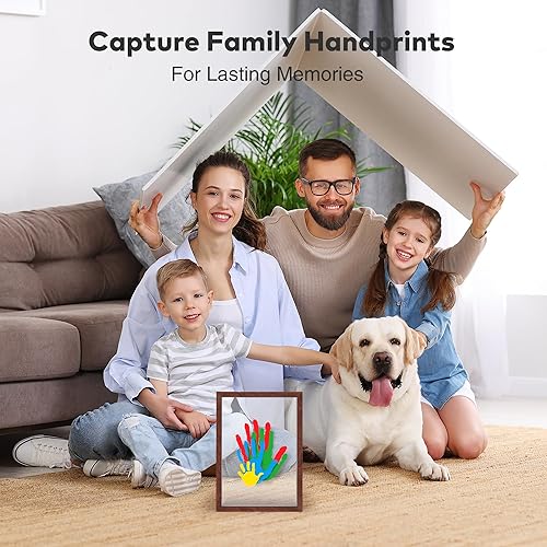 Family Handprint Kit, DIY Craft Keepsake Frame, Baby Hand Print Kits, Family Gifts for New Mom, New Parents, Grandparents, Father's Day, Mother's Day, Anniversary, 6 Non -Toxic Paints (White) - Jamouz