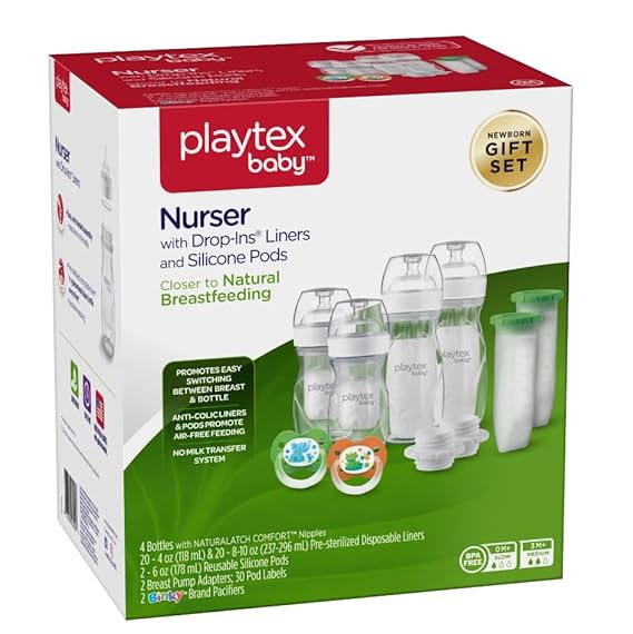Playtex Baby Nurser Pre-Sterilized Disposable Drop-Ins Bottle Liners, Anti-Colic, Gas Reduction, Closer to Breastfeeding, 8 Oz, 100 Count - Jamouz