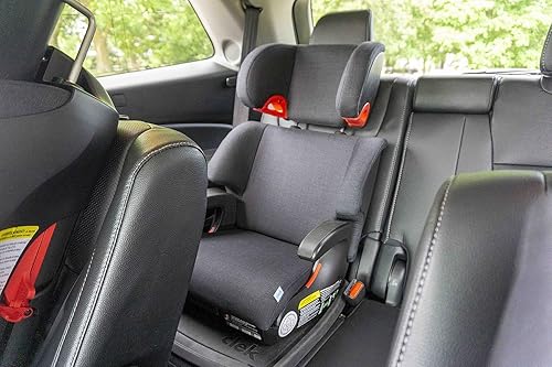 Clek Oobr High Back Booster Seat with Adjustable Headrest, Reclining Design, Latch System, and Retardant-Free Fabric, Railroad - Jamouz