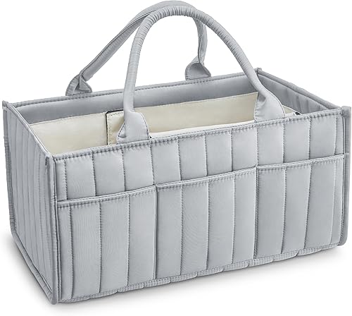 Starry Sky Grey Diaper Caddy Organizer with Handles & Removable Dividers,Stylish Baby Diaper Caddy Organizer,Diaper Bag,Car Diaper Caddy,Stylish Diaper Organizer Basket & Tote for Easy Storage - Jamouz