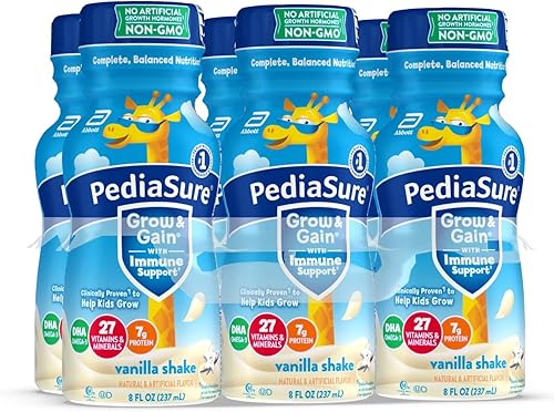 PediaSure Grow & Gain With Immune Support, Kids Protein Shake, Vanilla, 8-fl-oz Bottle, 6 Shakes - Jamouz