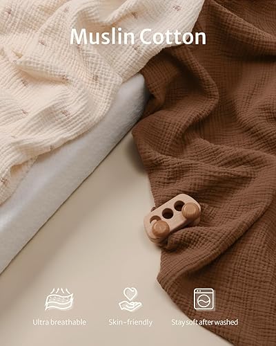 Blissful Diary Muslin Changing Pad Cover for Girls Boys, Ultra Soft Breathable Cotton, Baby Diaper Change Table Pad Covers, 2Pack (Roman Green&Leaf) - Jamouz