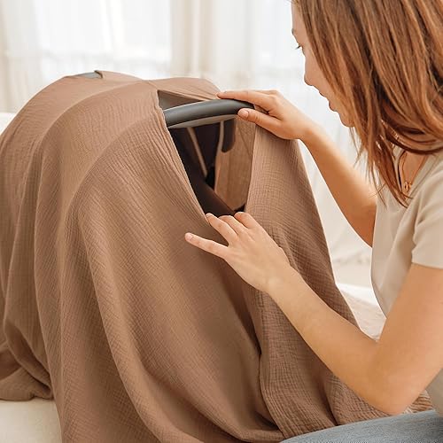 Konssy Muslin Nursing Cover for Breastfeeding, 360° Full Privacy Breathable 100% Cotton Breastfeeding Cover, Multi-use Carseat Canopy - Jamouz