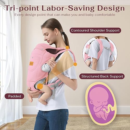 Baby Carrier Newborn to Toddler, Cozy Baby Wrap Carrier(7-30lbs), Easily Adjustable Toddler Carrier, Lightweight Baby Holder Carrier, Black - Jamouz