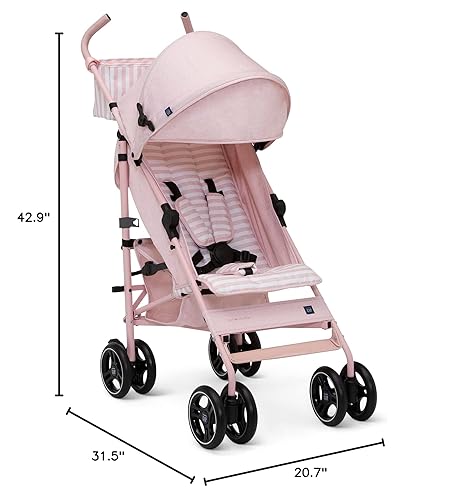 babyGap Classic Stroller - Lightweight Stroller with Recline, Compact Fold & Removable Parent Organizer - Made with Sustainable Materials, Grey Stripes - Jamouz