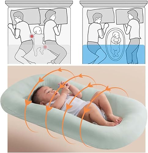 Baby Lounger 0-12, Baby Lounger Pillow for Newborn, Newborn Lounger Nest Sleeper, Infant Lounger Cosleeping for Baby in Bed, Baby Lounger for Home & Travel (Pink) - Jamouz