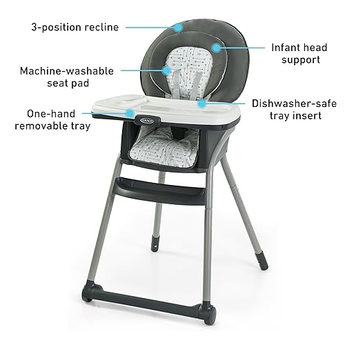 Graco Table2Table Premier Fold 7 in 1 Convertible High Chair | Converts to Dining Booster Seat, Kids Table, and More, Maison - Jamouz