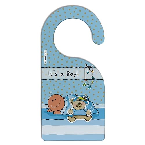 Celebrating Baby Arrival! 'It's a Boy' Door Hanger with Name Space - Ideal for Hospital Door, Crib, and Baby Room, Acrylic, Double-Sided Print (Tan Baby Boy) - Jamouz