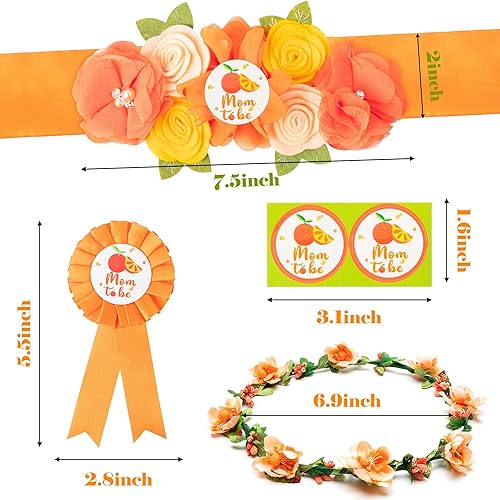 Little Cutie Citrus Maternity Sash Mom to Be & Daddy to Be Corsage Orange Clementine Flower Crown Pregnancy Sash Decoration Autumn Baby Shower Kit Party Favors Pregnancy Photo Prop Gift - Jamouz