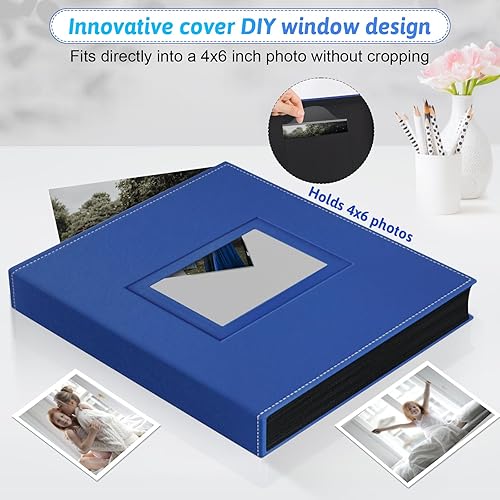 Popotop Photo Album 4x6 300 Pockets with Leather Hardcover Cover, Small Photo Album Holder Book with 50Pcs Pages for Family Travel Wedding Baby Gifts - Jamouz