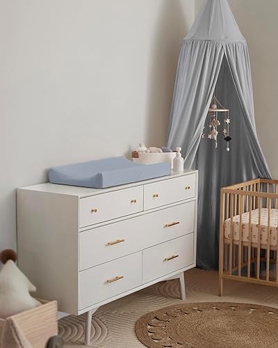 Blissful Diary Muslin Changing Pad Cover for Girls Boys, Ultra Soft Breathable Cotton, Baby Diaper Change Table Pad Covers, 2Pack (Roman Green&Leaf) - Jamouz