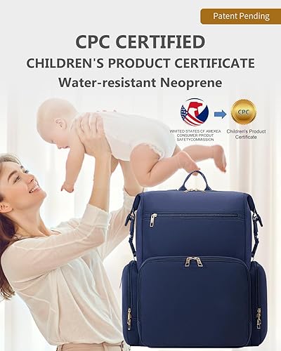 CEI-CEI Neoprene Diaper Bag Backpack with Changing Pad, Large Newborn Baby Maternity Bags Travel Tote with Insulated Pockets (Black) - Jamouz