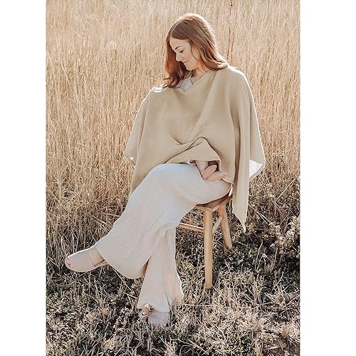 Konssy Muslin Nursing Cover for Breastfeeding, 360° Full Privacy Breathable 100% Cotton Breastfeeding Cover, Multi-use Carseat Canopy - Jamouz